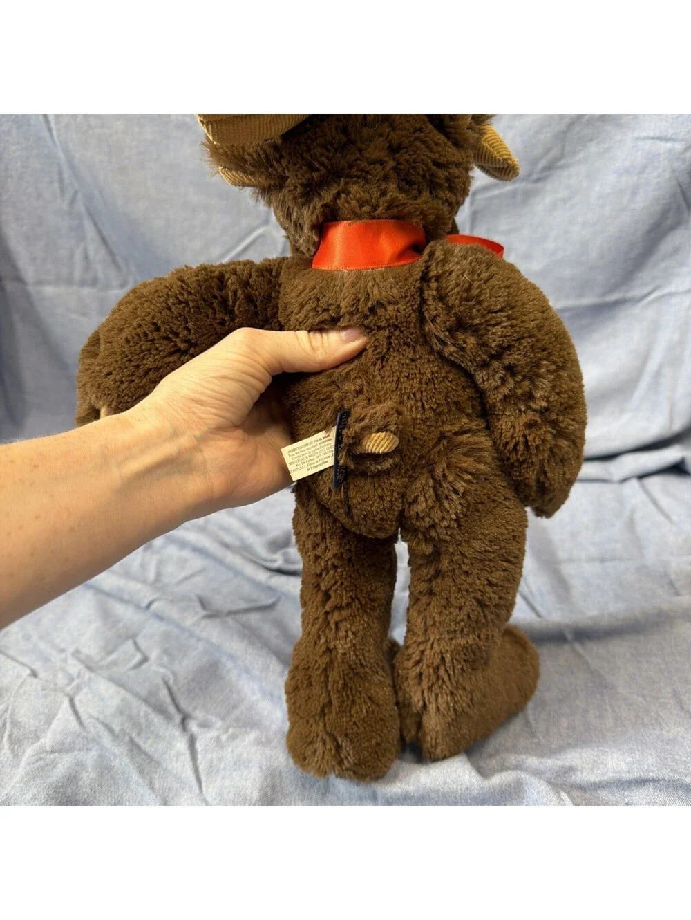 Boyd Bear 2013 Moose With Orange Bowtie Corduroy Horns Beanbag Weighted Soft